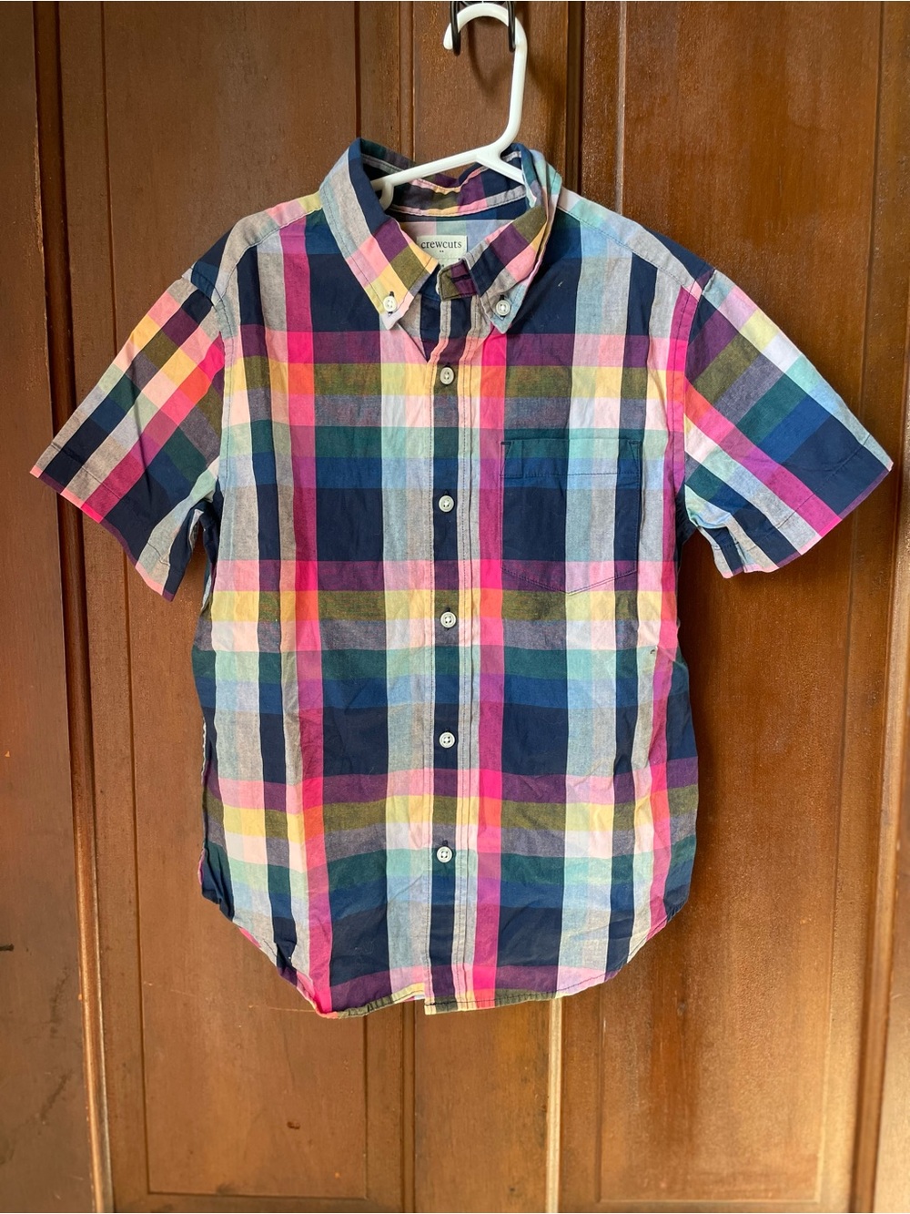 crewcuts boys size 8 short sleeve plaid button down shirt